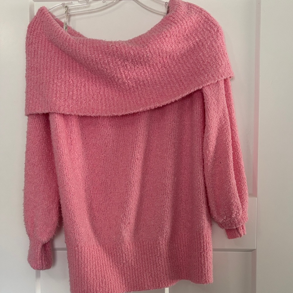 Cozy Pink Off-Shoulder Sweater